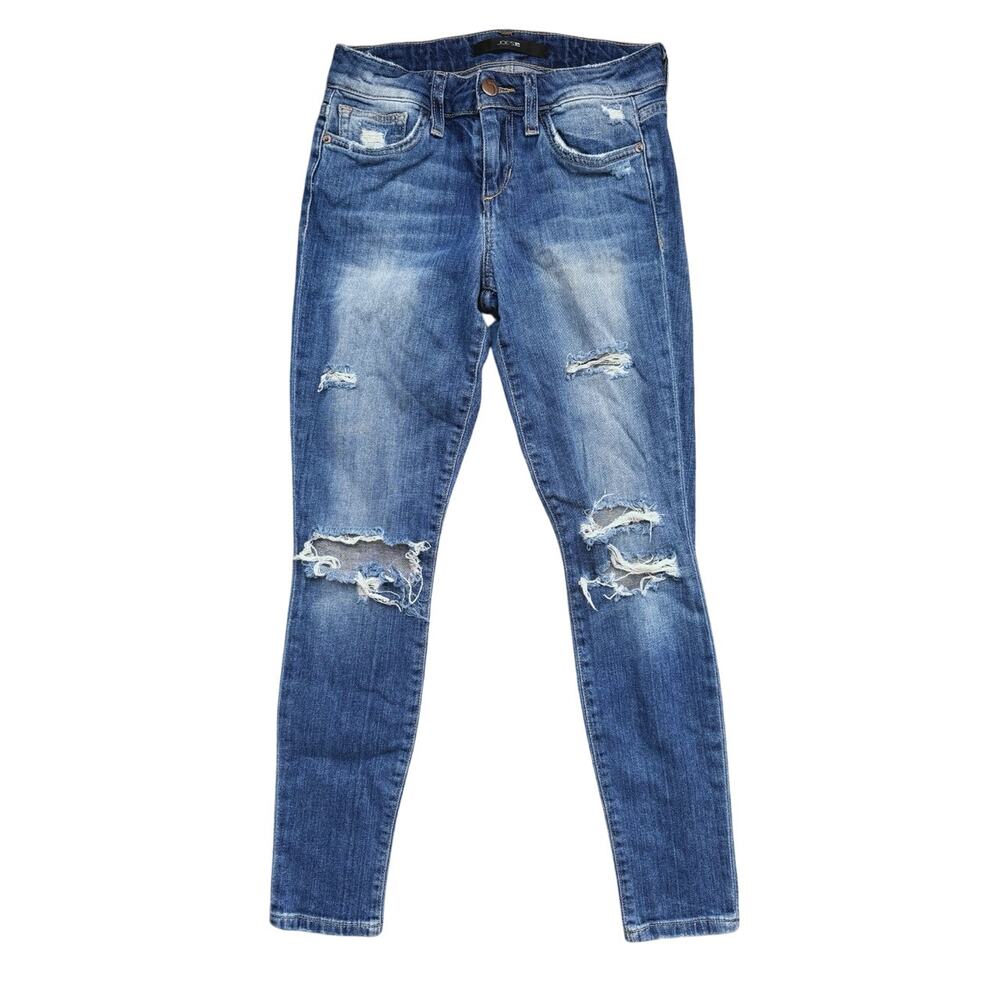 Joe's Womens Y2K Mid Rise Skinny Jeans Distressed Size 26 Grunge Punk Edgy Retro